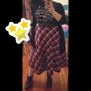 eShakti | Red Plaid Midi Skirt (with pockets!)